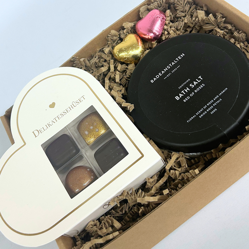 Gaveæske med Badesalt og chokolade