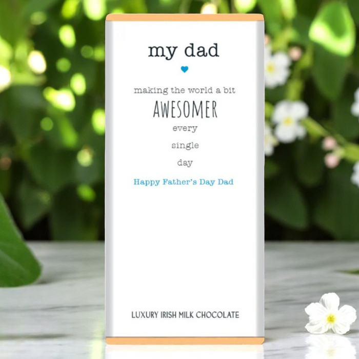 Budskabs chokolade: "AWESOMER" - Fars dag