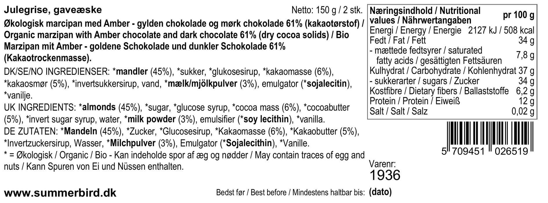 Gaveæske med to marcipangrise | Summerbird