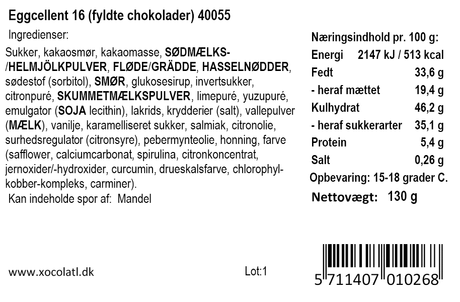 Gaveæske med 16 mini-påskeæg med fyld | Xocolatl