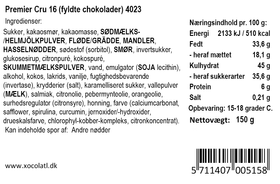 Gaveæske med 16 fyldte chokolader - Xocolatl