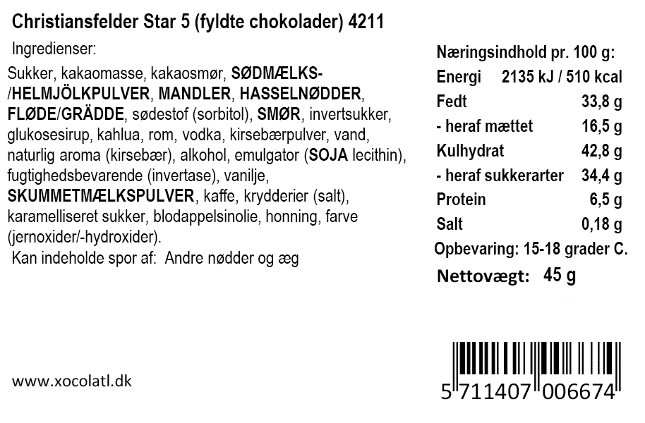 Gaveæske m. 5 fyldte chokolader | Xocolatl