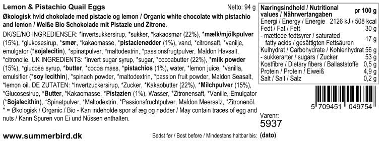 Vagtelæg, Lemon & Pistachio | Summerbird