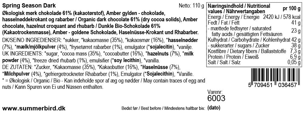 Chokoladebar 'Spring Season Dark' | Summerbird
