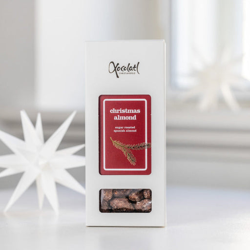 Brændte mandler i juleæske fra Xocolatl – lækker julesnack og gaveidé.
