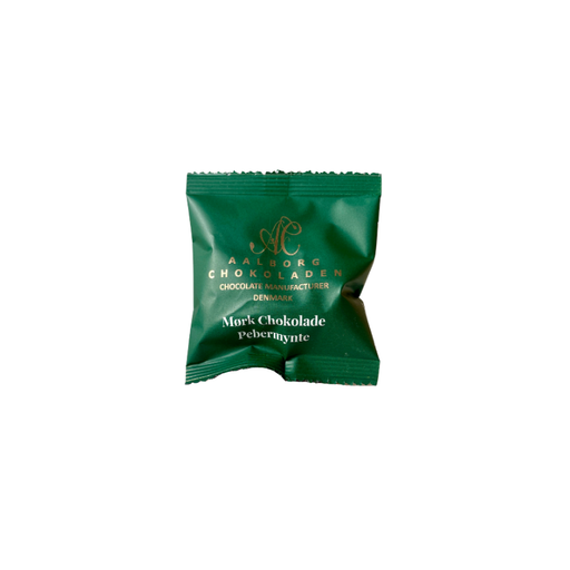 Pebermyntekugler med chokolade Flowpack 10 g fra Aalborg Chokoladen
