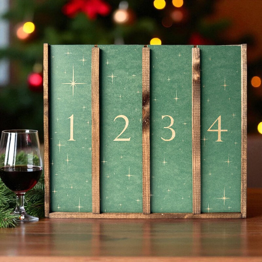 Fire flasker udsøgt portvin i adventskalenderen – en smagfuld rejse gennem julehyggen.