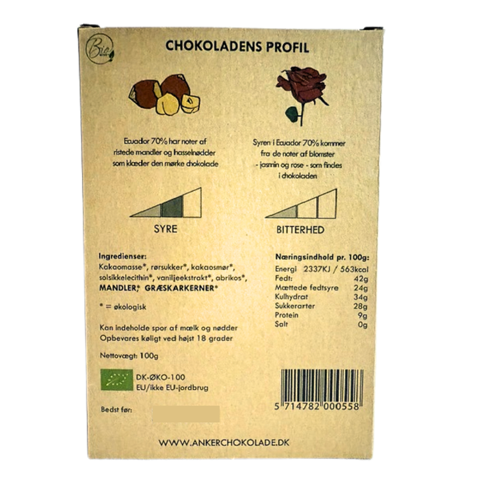 Chokoladeplade,  Ecuador 70% mørk chokolade