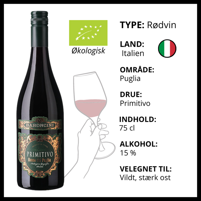 Rødvin | Baroncini - Primitivo Puglia IGP | øko