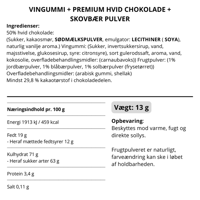 Vingummi med hvid chokolade og vilde bær. Flowpack - Box the original