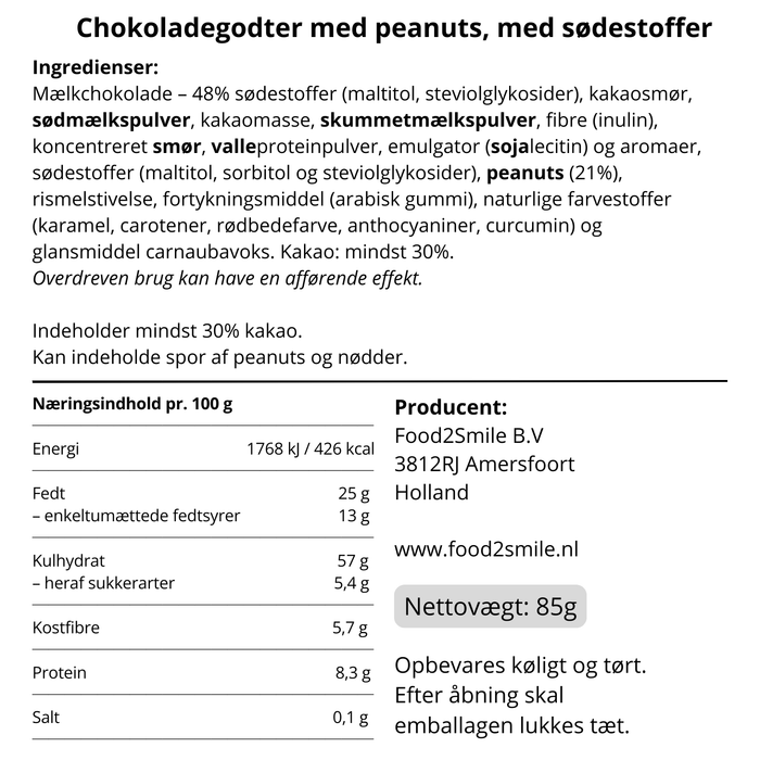 Chocosmiles Peanuts | Uden tilsat sukker