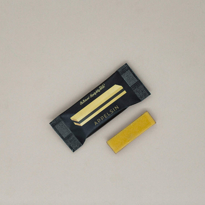 Mini Ærøstang med appelsin fra Hattesen's Konfektfabrik