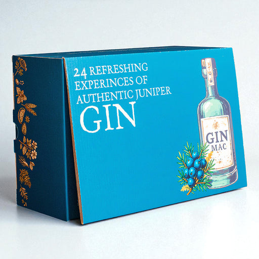 Gin Julekalender 2025 fra Delikatessehuset. Smuk Julekalender med 4 små flasker gin.