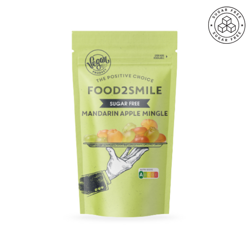 Veganske og sukkerfri vingummier med smag af mandarin og æble – bløde, frugtige snacks uden gluten, perfekte til sommerens varme dage.