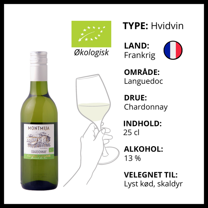 Hvidvin, Les Domaines Auriol - Montmija Chardonnay, 25cl - ØKO (Frankrig)