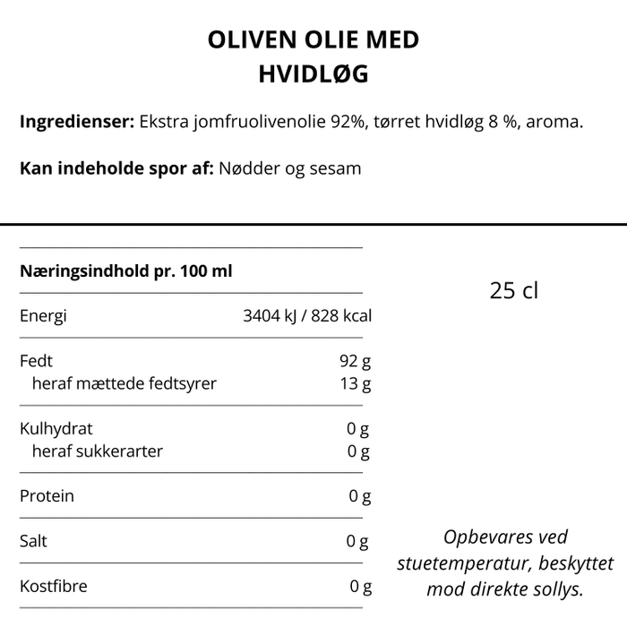 Olivenolie Med Hvidløg