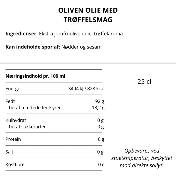 Extra virgin olivenolie med hvid trøffel