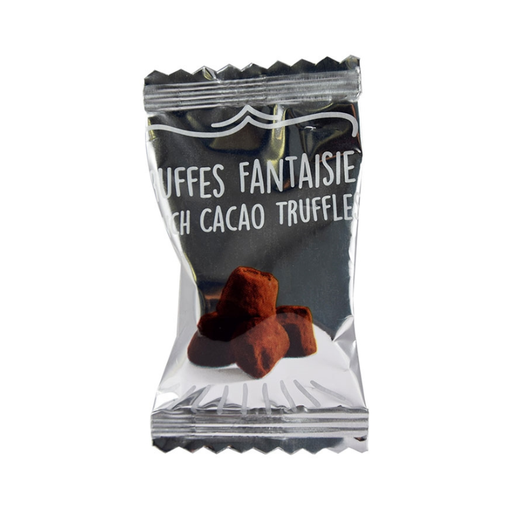 Sølvfarvet flowpack med Weibel chokoladetrøffel med champagne