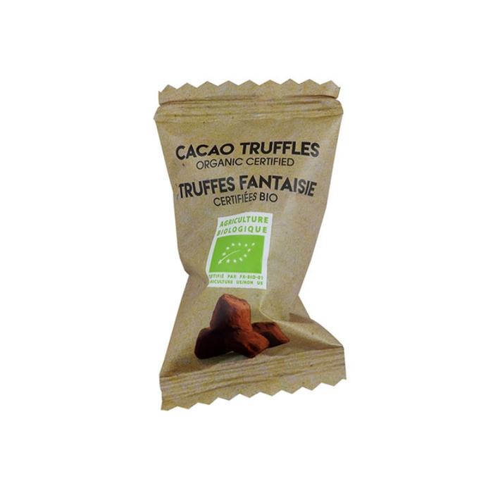 Enkeltindpakket økologisk trøffel med mørk chokolade og kakao