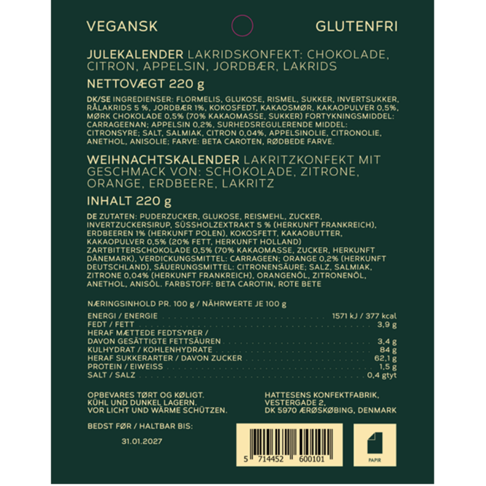 Julekalender med lakridskonfekt | Hattesens Konfektfabrik