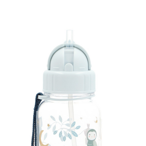 Plastikflaske med sugerør i lyseblå, til børn