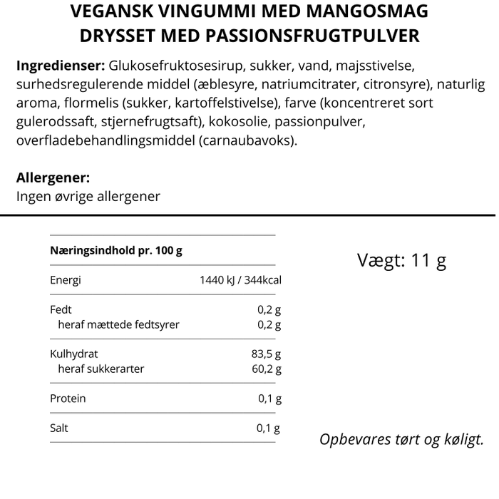 Vingummi | Mango med Passion | Flowpack 11 g.