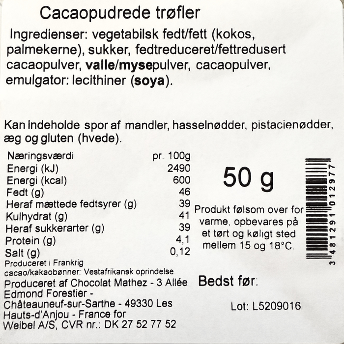 Franske Chokoladetrøfler (Guld) - 50 g