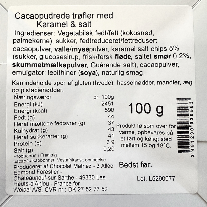 Franske Chokoladetrøfler | Karamel & Salt (Sølv) - 100g