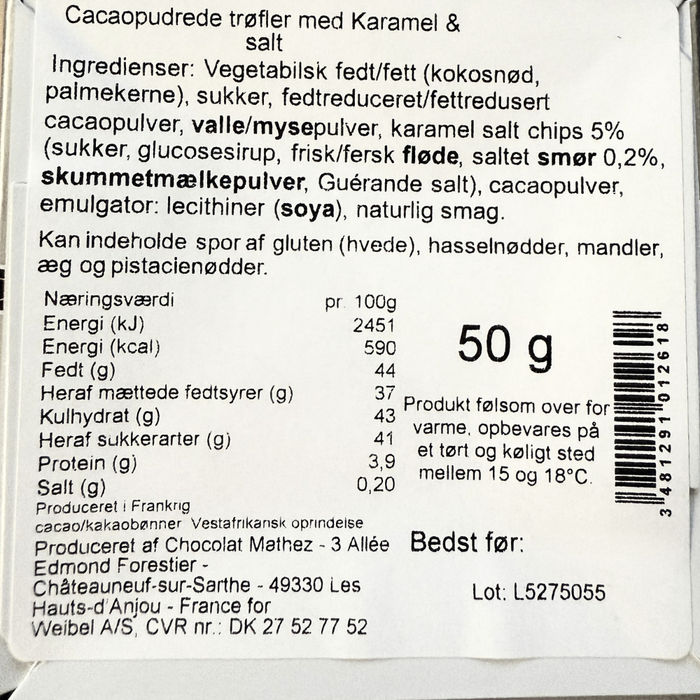 Franske Chokoladetrøfler - Karamel & Salt (Sølv) - 50g