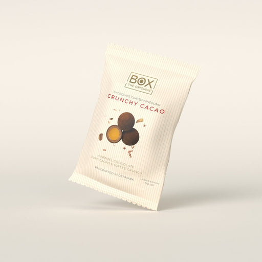 Crunchy Cacao 70 g fra Box The Original – pose med chokoladeovertrukket vingummi
