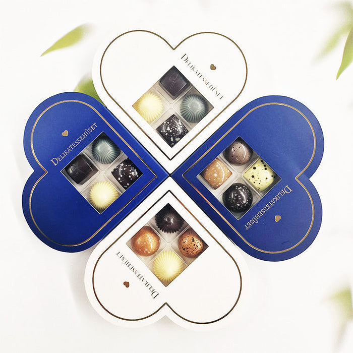 Blå Hjerte gaveæske med 4 chokolader