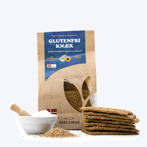 Glutenfri knækbrød med havregryn, solsikkekerner, quinoa og havsalt. Knæk og bræk