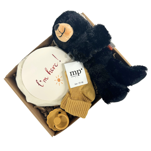 Lille og sød barselsgave med krammeven og milepælskort